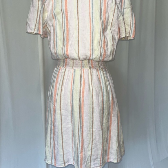Pastel Striped Linen Blend Smocked Mini Dress from Bobi Los Angeles - Picture 6 of 13